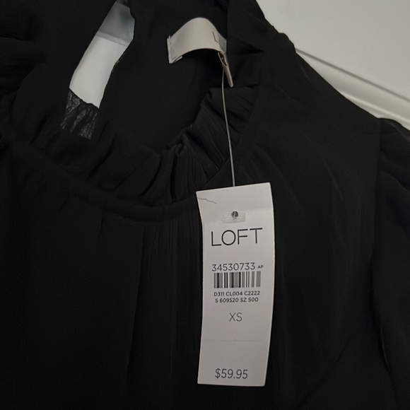 NWT Women’s Ann Taylor Loft Black Short Sleeve High Neck Work Blouse Shirt Sz XS - Picture 5 of 8